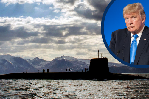 Vanguard Class Submarine. Inset - Donald Trump.